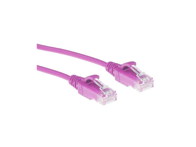 ACT Roze 2 meter LSZH U/UTP CAT6 datacenter slimline patchkabel snagless met RJ45 connectoren