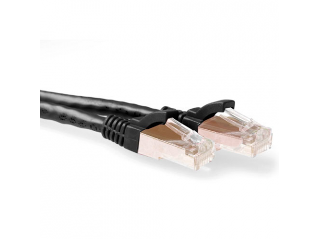 ACT Black 15 meter SFTP CAT6A patch cable snagless with RJ45 connectors