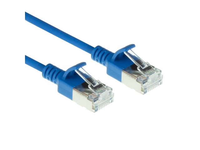 ACT Blauwe 0,15 meter LSZH U/FTP CAT6A datacenter slimline patchkabel snagless met RJ45 connectoren