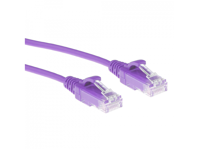 ACT Paarse 0,5 meter LSZH U/UTP CAT6 datacenter slimline patchkabel snagless met RJ45 connectoren