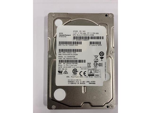 759221-004 HPE ASSY-DRV HPE 450GB SAS 12G 15K SFF 2.5in HDD (Without tray) - New Bulk