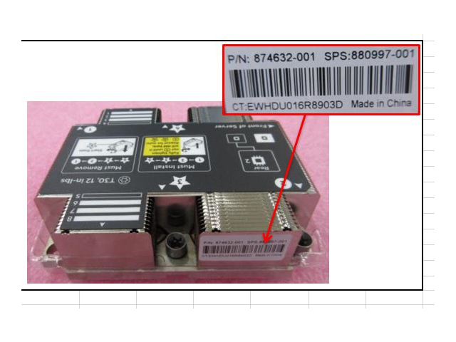 880997-001 SPS-HS,Heatsink CPU Rear 53F, Apollo 4510 G10