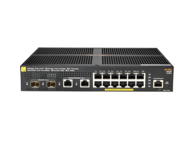 HPE Aruba 2930F 12G PoE+ 2G/2SFP+ Managed L3 Gigabit Ethernet (10/100/1000) Power over Ethernet (PoE) 1U Zwart
